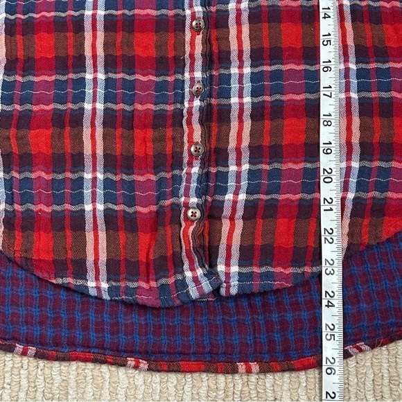 Free People Magical Plaid Embroideree Buttondown Top - Picture 16 of 16